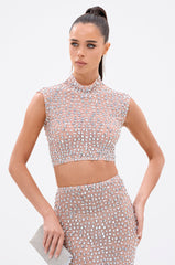 PRETTY LIKE ME RHINESTONE MESH TOP