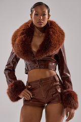 GISELE FUR TRIM MOTO IN PATENT