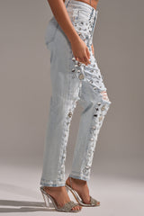 DAMN GIRL EMBELLISHED SKINNY DENIM