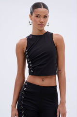 GROMMET DETAIL RUCHED TANK TOP
