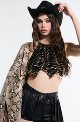 LOCKED AND LOADED PU BRALETTE
