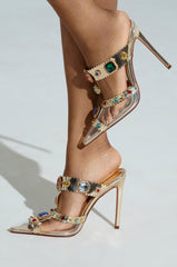 AZALEA WANG ZYA MULTI GOLD EMBELLISHED PVC PUMP