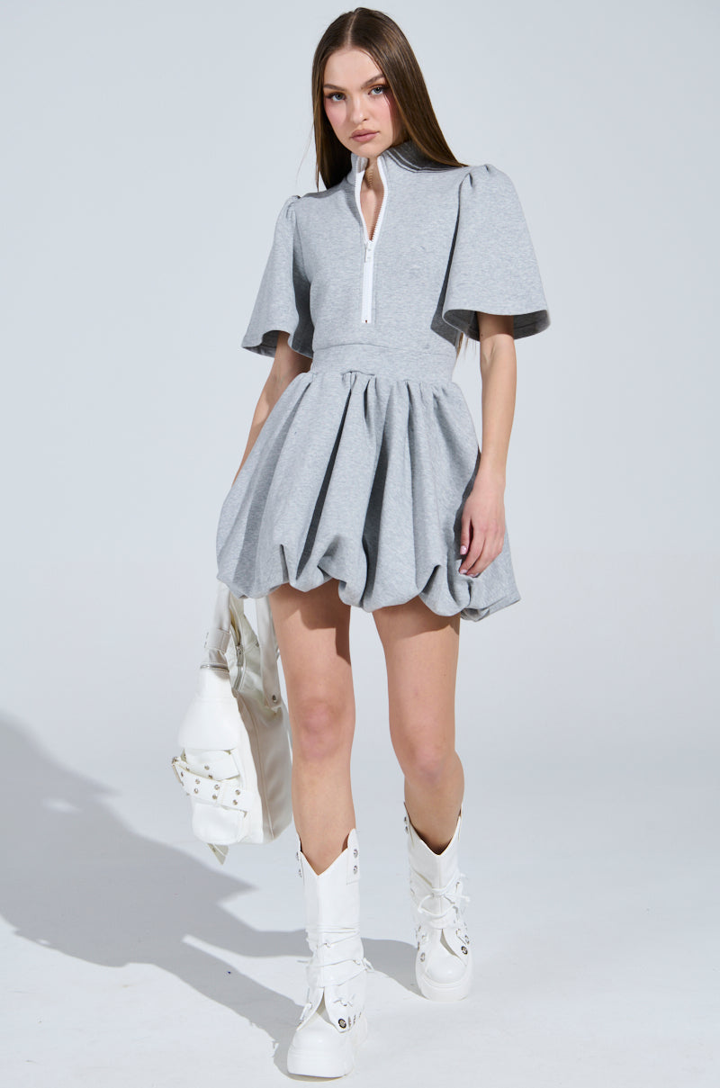 NAME OF THE GAME SHORT SLEEVE ZIPPERED MINI DRESS
