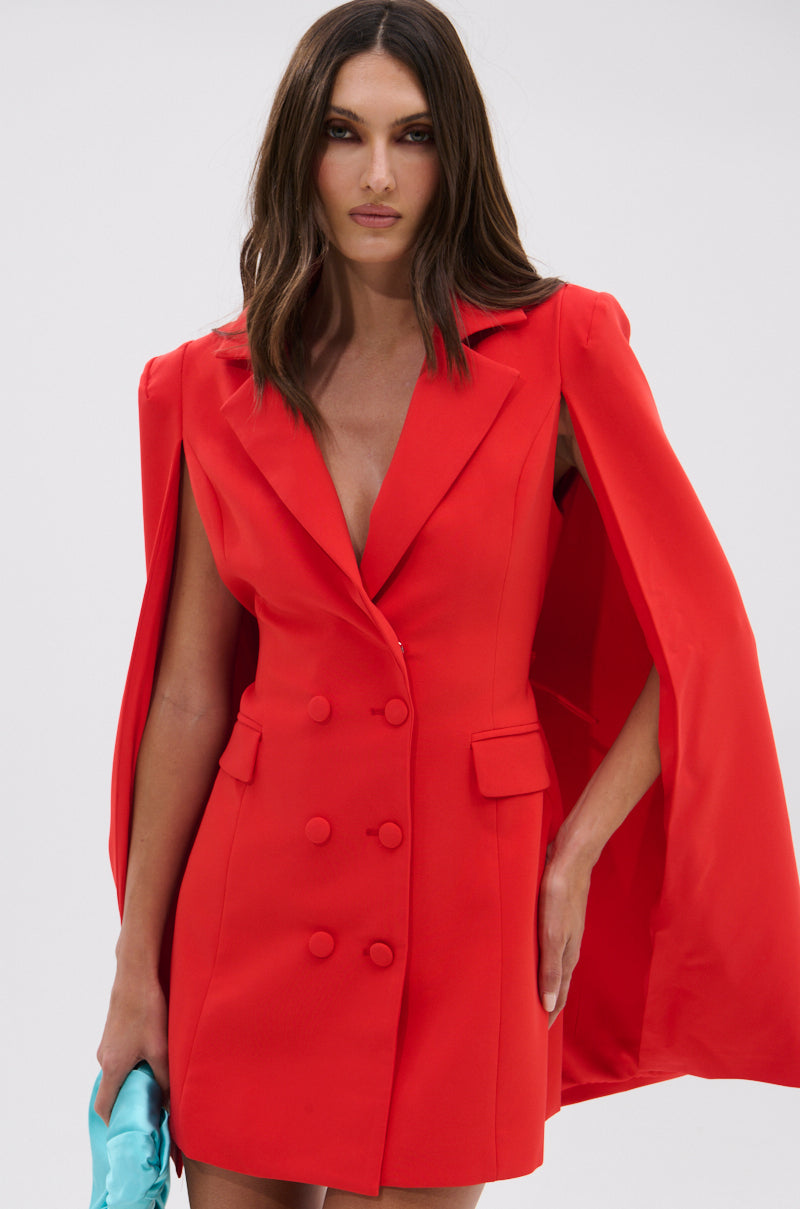 A LA MODE MINI BLAZER DRESS IN RED