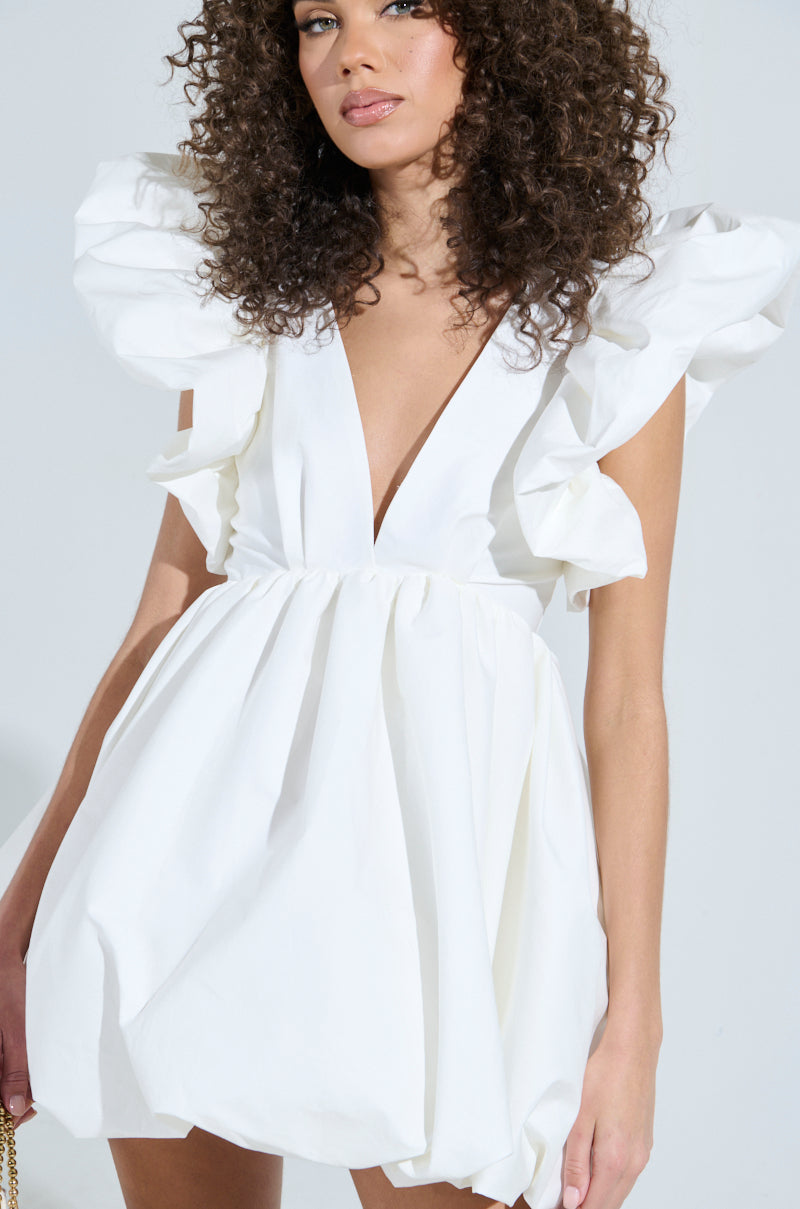 MAIN CHARACTER ENERGY MINI DRESS IN WHITE