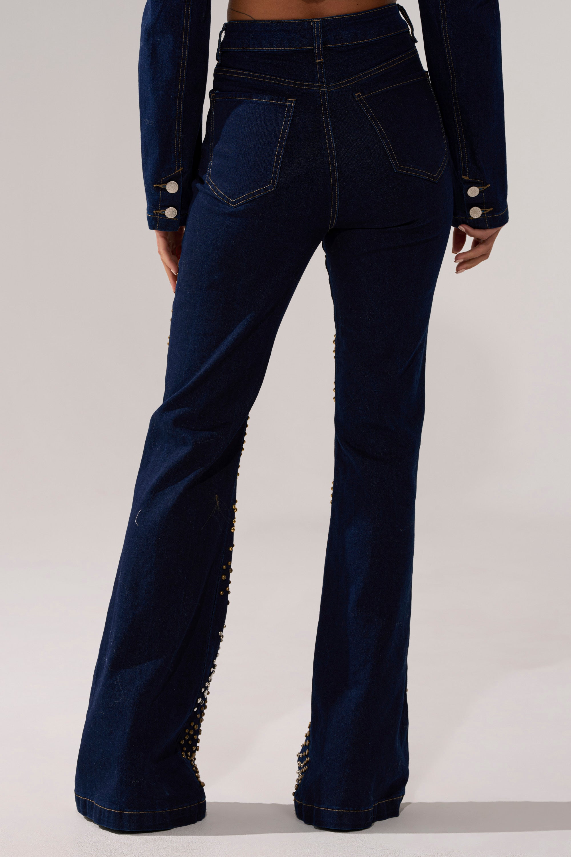 CHEYENNE STUDDED FLARE DENIM