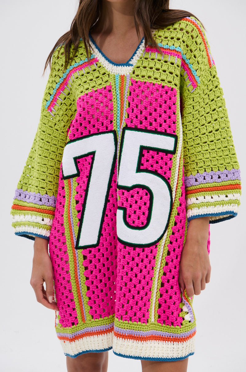 COURTSIDE OR SEASIDE CROCHET JERSEY DRESS