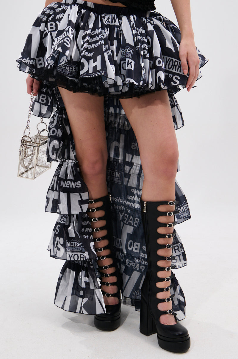CRAZY FOR YOU HIGH LOW GRAPHIC SKIRT