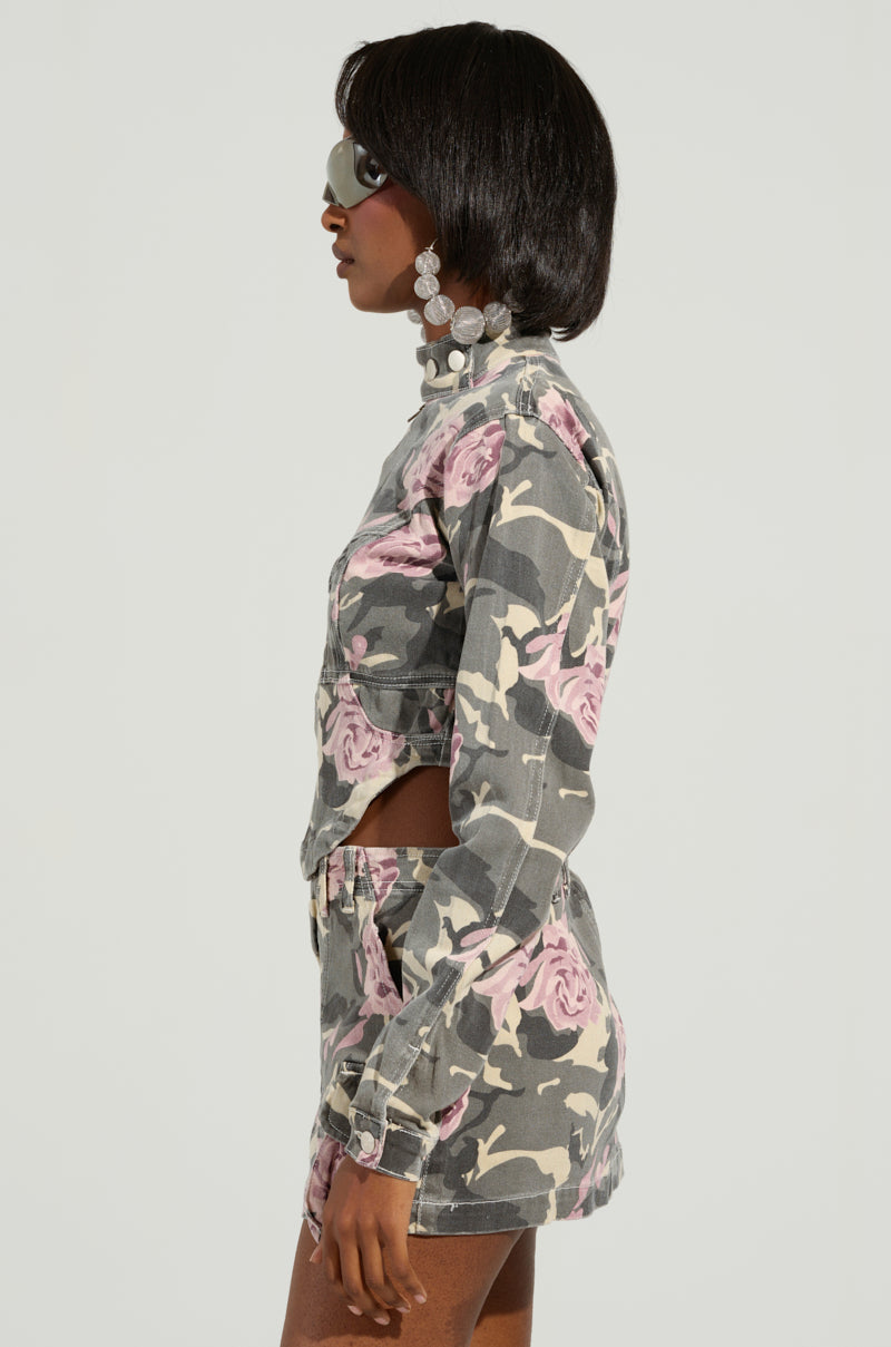 FLOWER CHILD ZIP UP PRINTED TOP