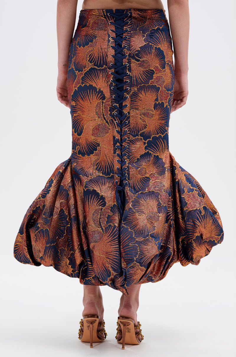 LADY LUX BROCADE BUBBLE HEM MIDI SKIRT
