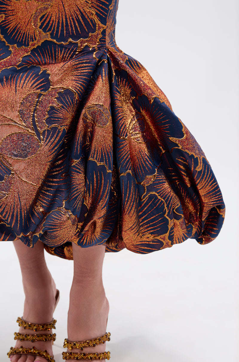 LADY LUX BROCADE BUBBLE HEM MIDI SKIRT