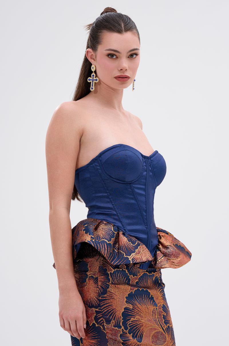 LADY LUX PEPLUM BROCADE CORSET TOP