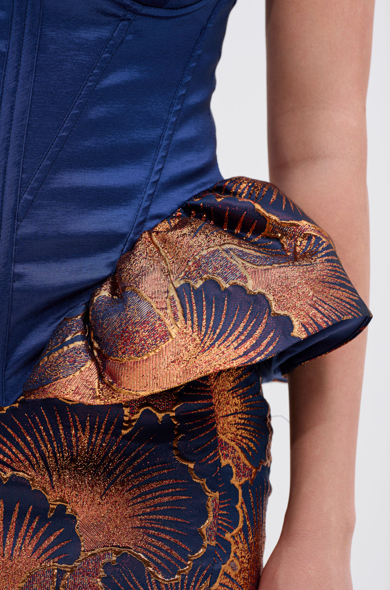 LADY LUX PEPLUM BROCADE CORSET TOP