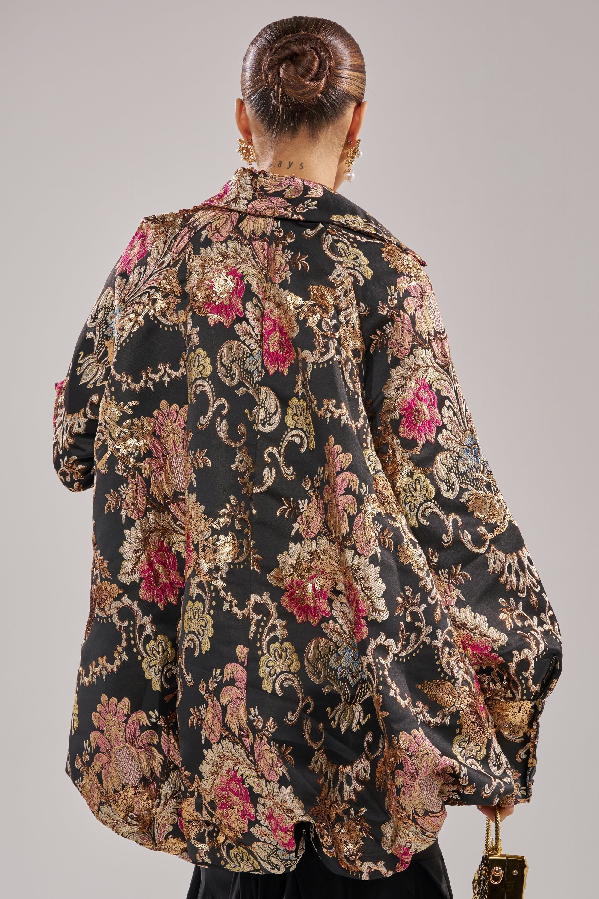 HIGH SOCIETY HIGH LOW BROCADE BLOUSE