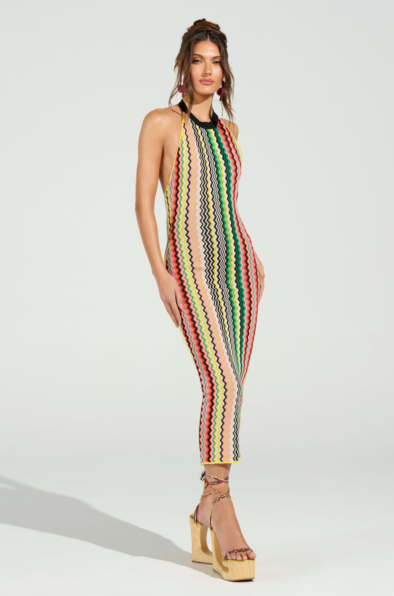 ON THE RUN PRINTED MIDI DRESS
