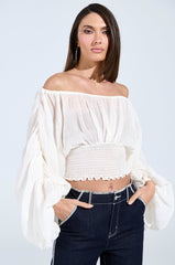 KOA FLOWY PLEATED LONG SLEEVE BLOUSE