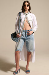 LEILA OVERSIZED WHITE MULTI BUTTON UP