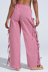 LET ME LIVE GINGHAM SIDE TIE PANT