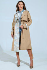 PEEKABOO BROCADE TRIM TRENCH