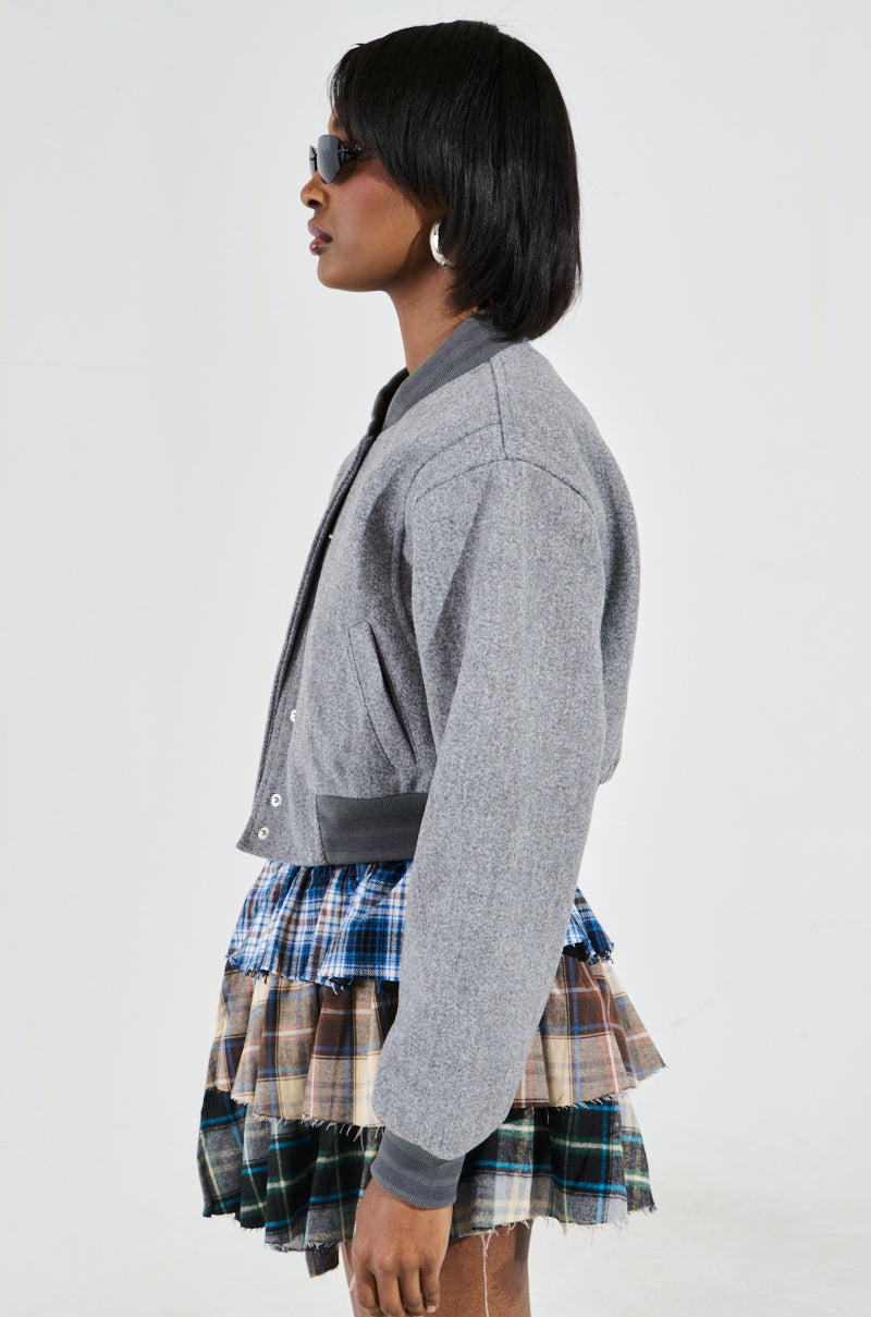 DAVIS EVERYDAY VARSITY BOMBER IN GREY