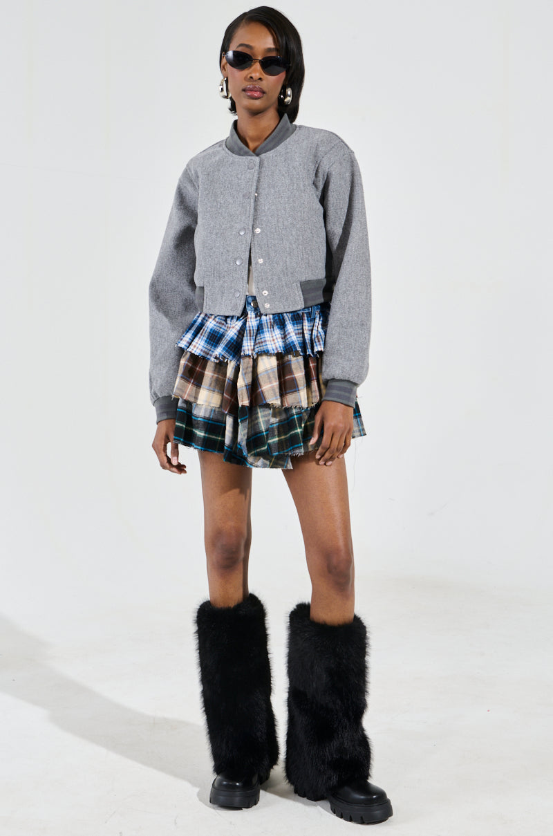 DAVIS EVERYDAY VARSITY BOMBER IN GREY