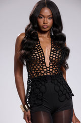 GETTIN HOT IN HERE BEADED TOP IN BLACK