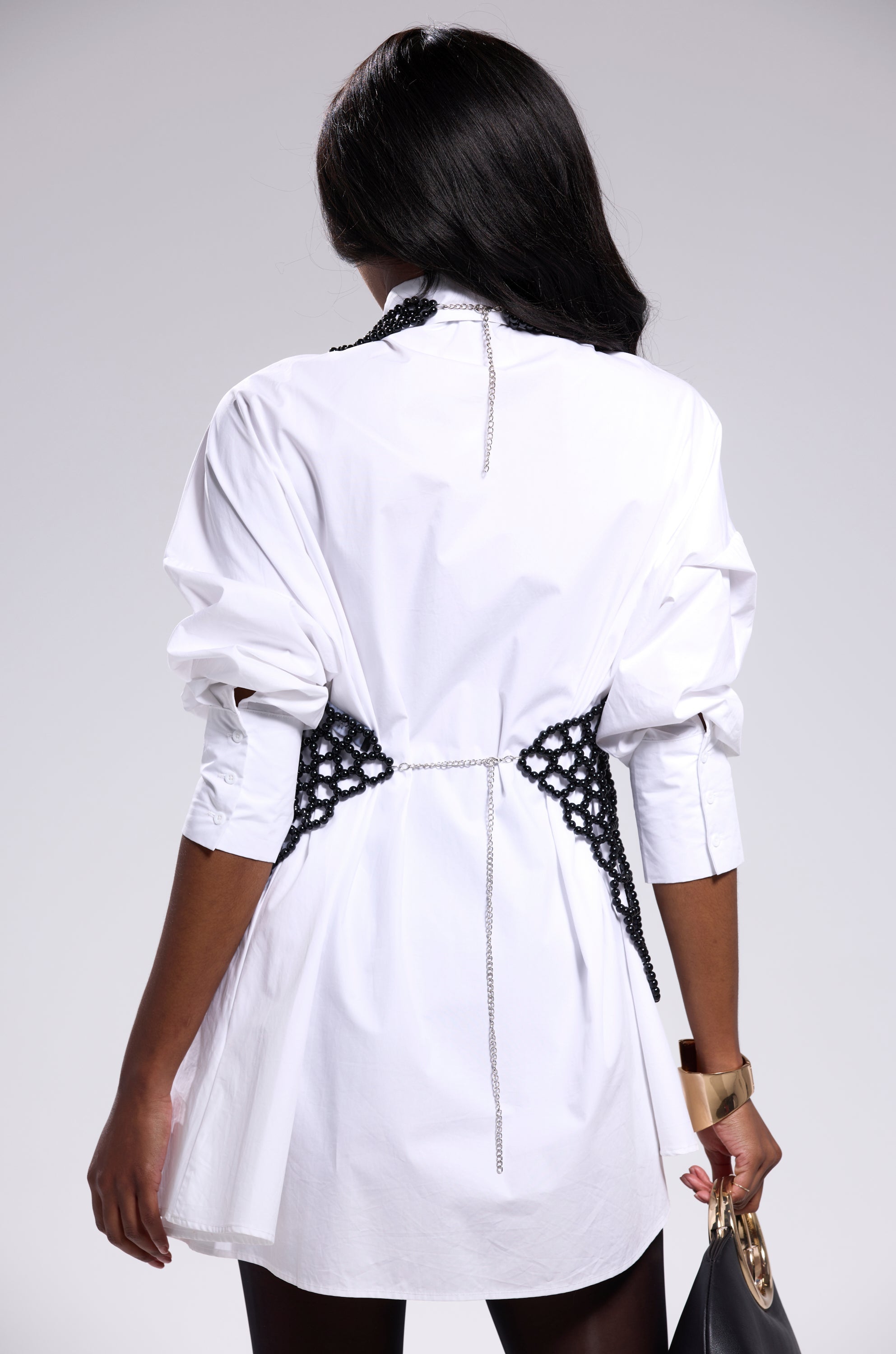 GETTIN HOT IN HERE BEADED TOP IN BLACK