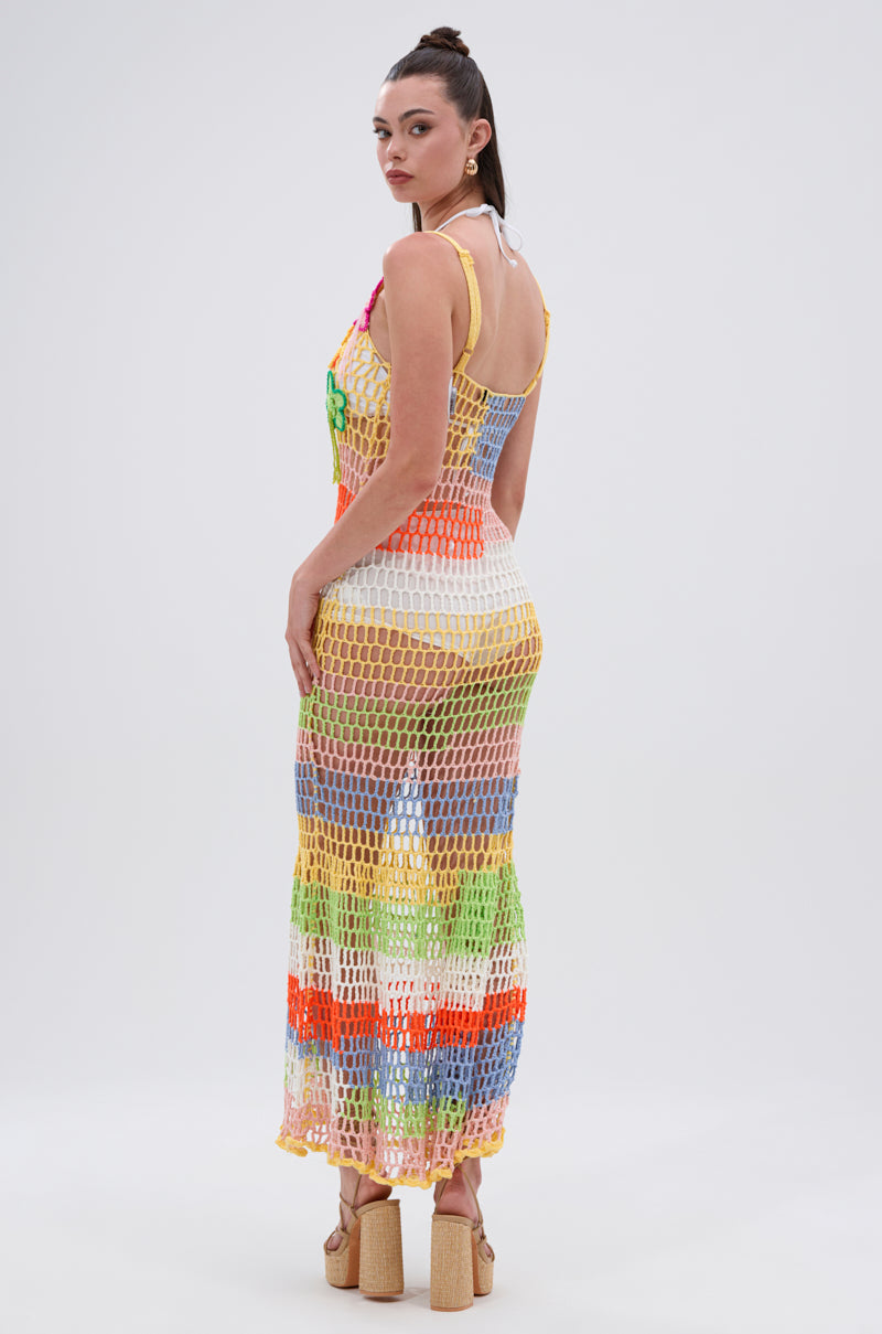 BEACHIN IT CROCHET BEADED MAXI DRESS