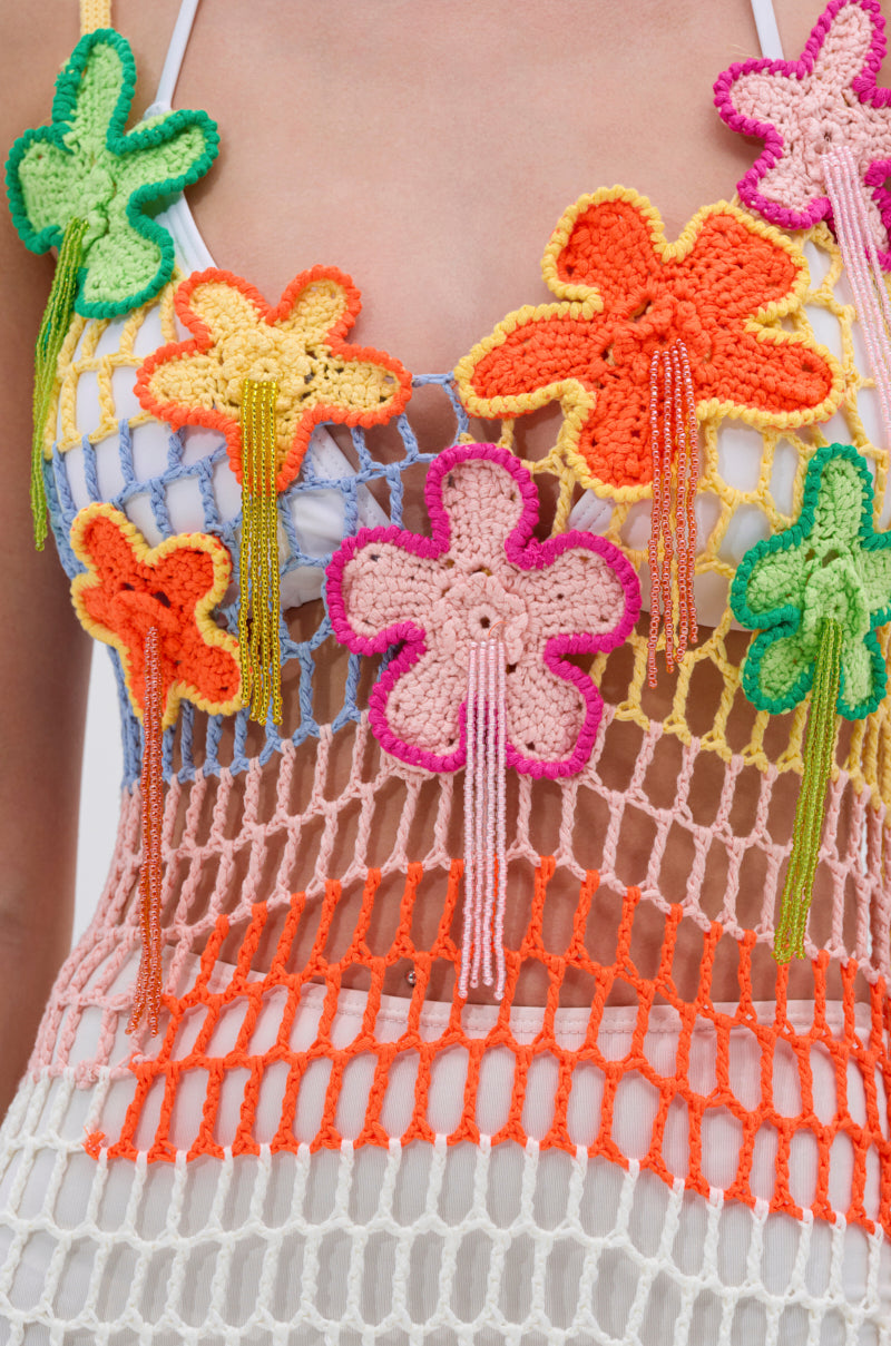 BEACHIN IT CROCHET BEADED MAXI DRESS