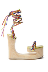 AZALEA WANG FANTASA RAINBOW STRAPPY WEDGE SANDAL