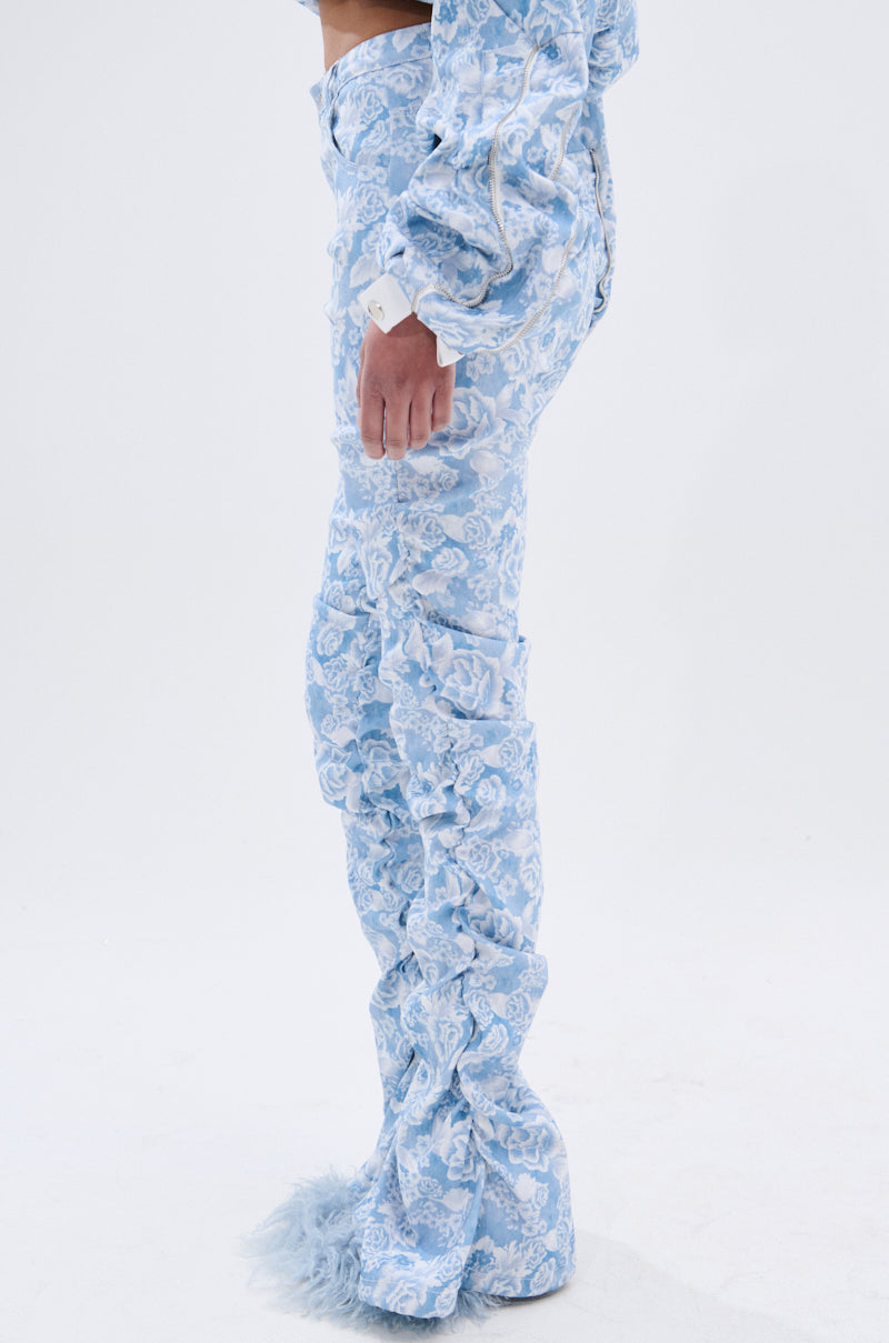 FLORAL LIFE DENIM STACKED PANT