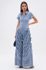 LEAVE IT RUFFLED JUMPSUIT IN DENIM