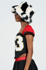 GET IN THE FIELD CAP SLEEVE CORSET TOP