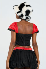 GET IN THE FIELD CAP SLEEVE CORSET TOP