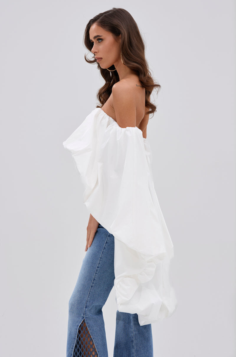 MELANI OFF THE SHOULDER HIGH LOW BLOUSE