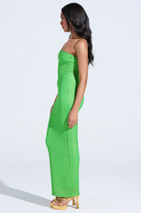 IF YOU'RE LUCKY METALLIC MAXI DRESS IN GREEN