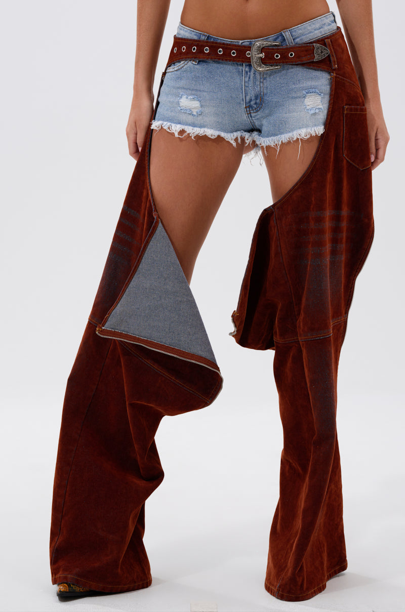 INCREDIBLE VELVET DENIM CHAPS
