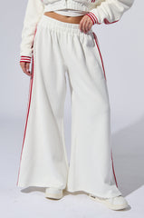 LULA WAFFLE KNIT SPORTY PANTS IN WHITE