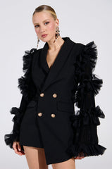 LIVING OVER THE TOP RUFFLE SLEEVE BLAZER MINI DRESS