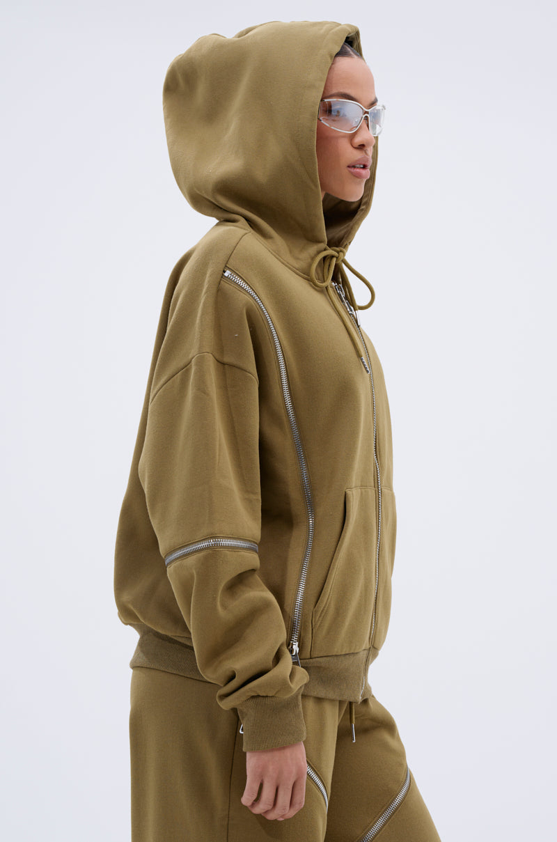 CALI MULTI ZIPPER HOODED SWEATSHIRT