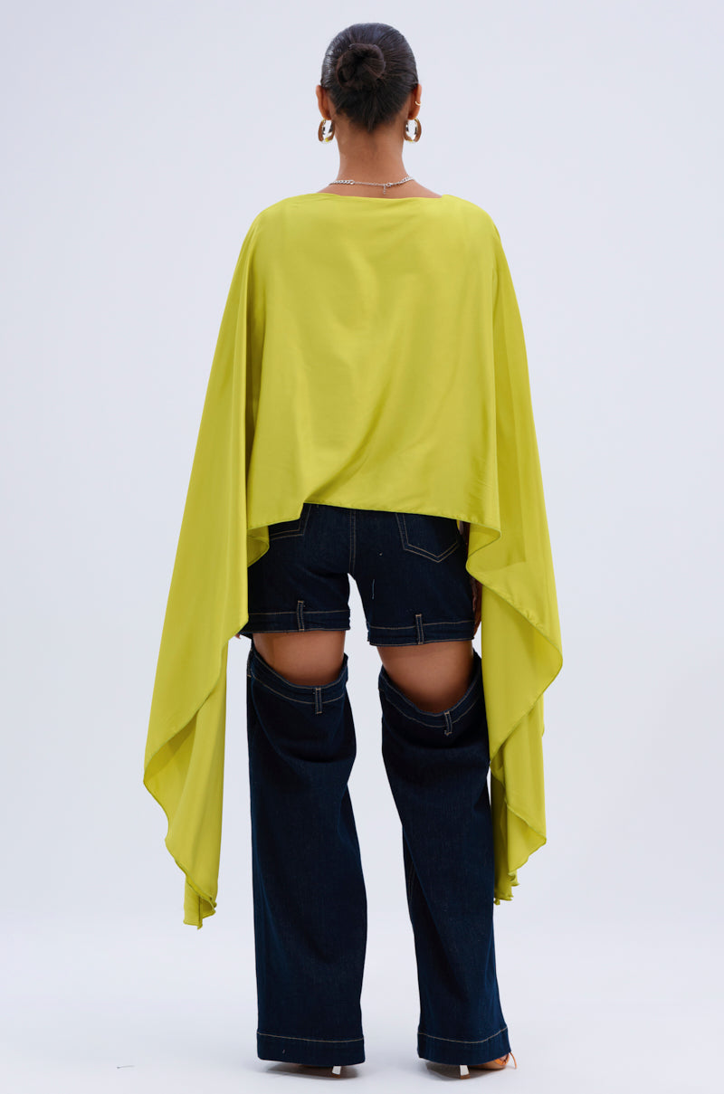 COCKTAIL HOUR BLOUSE IN CHARTREUSE