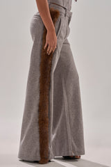 HALLE FUR TRIM WIDE LEG PANT