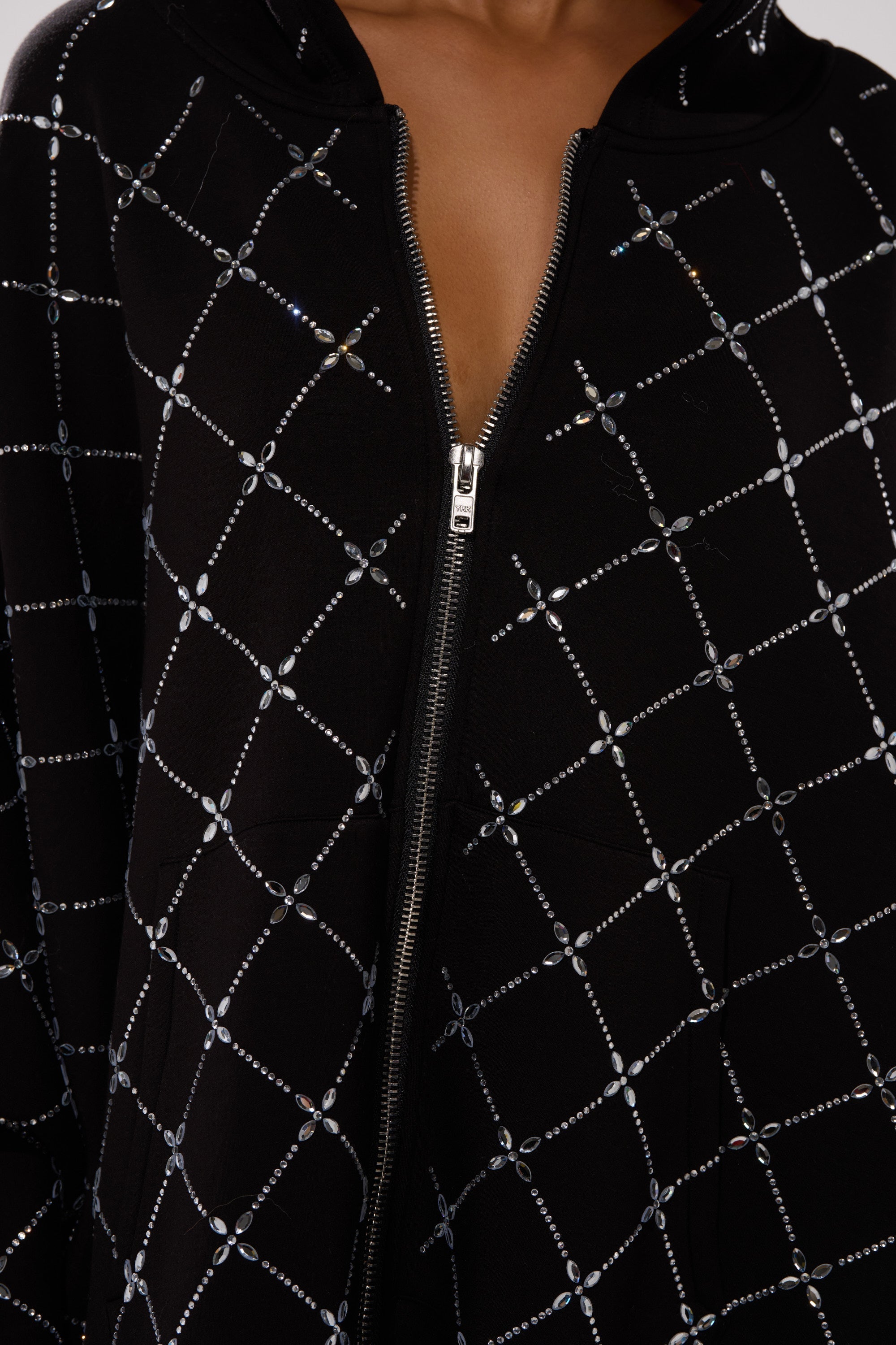 BLING BLING OVERSIZED ZIP UP SWEATSHIRT