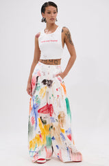 NEVER CARED DISTRESSED CROPPED TANK TOP