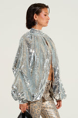 MASTERPIECE SEQUIN PUFF SLEEVE TOP