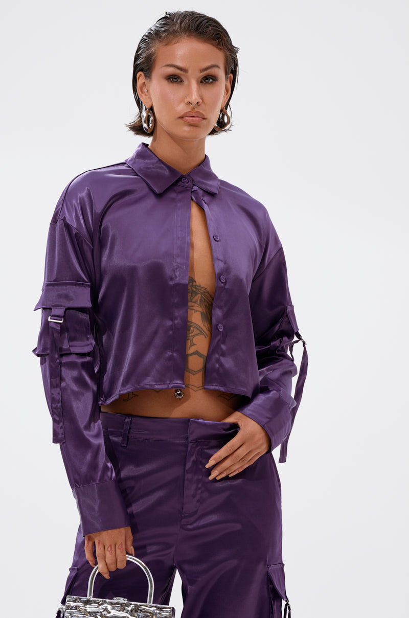 MAYBE ITS YOU SATIN BUTTON DOWN