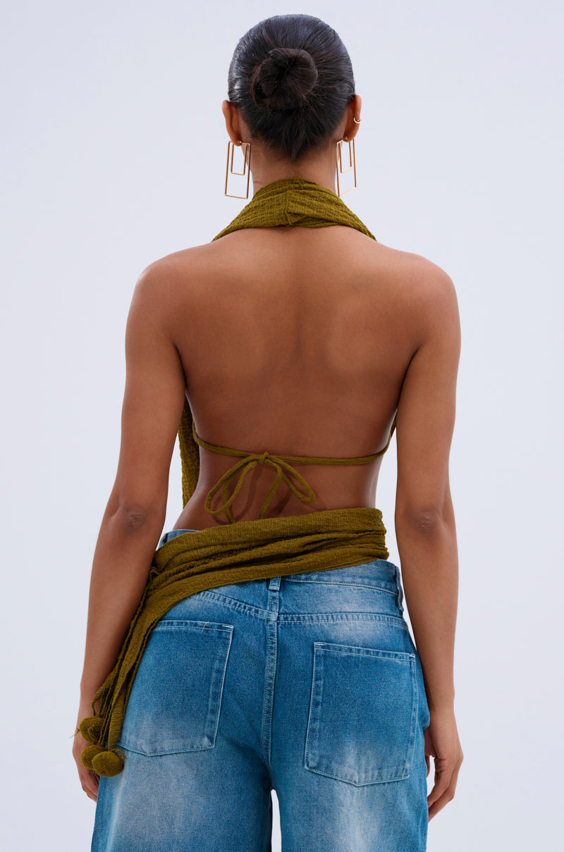 ISLAND DREAMS WRAP HALTER TOP