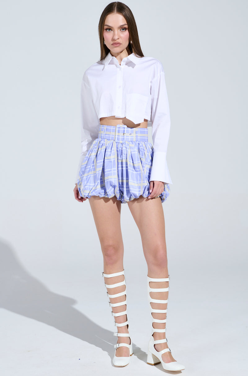 LUCKY ME SATIN PLAID SHORT