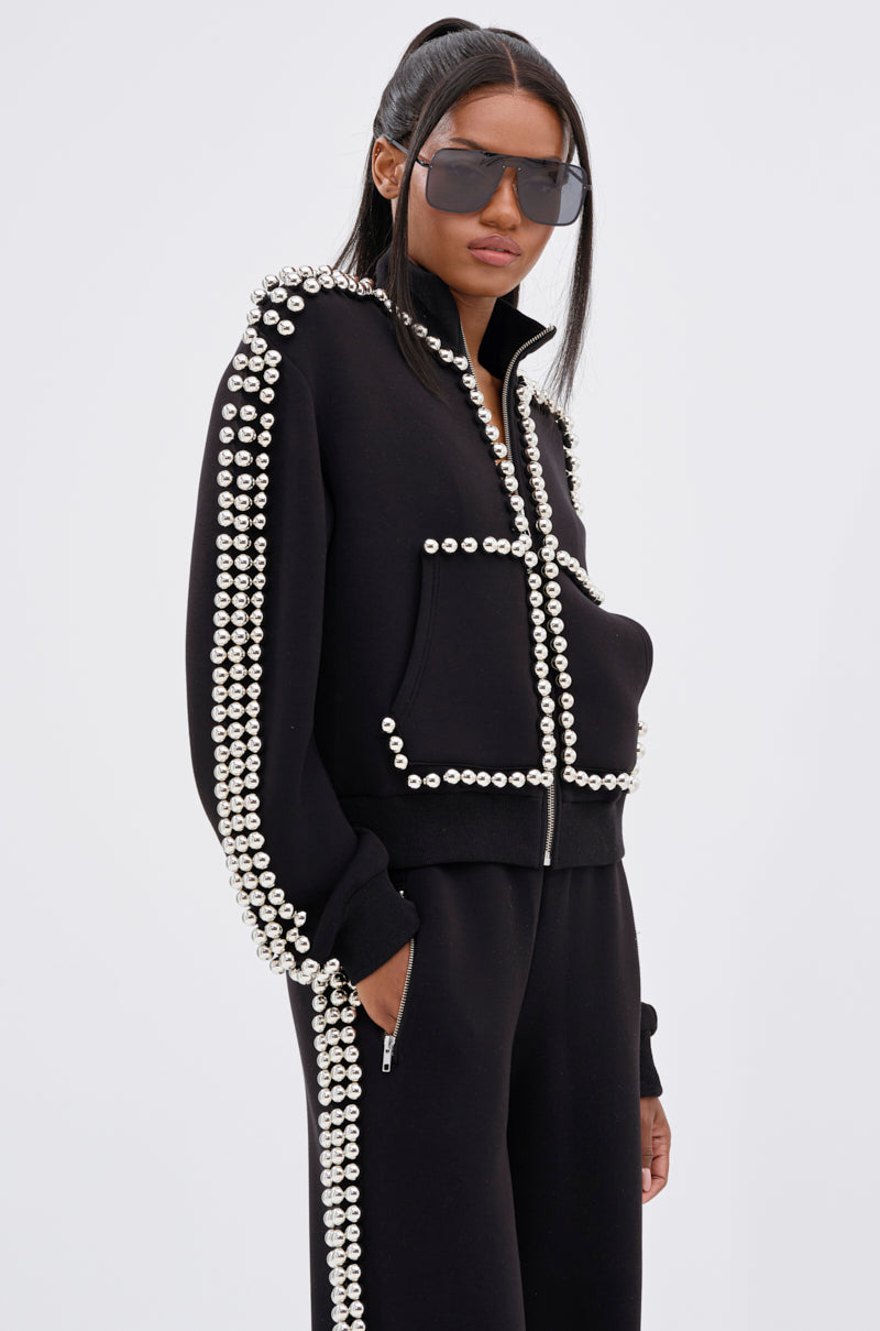 BALLS TO THE WALL ZIP UP SWEATSHIRT IN BLACK