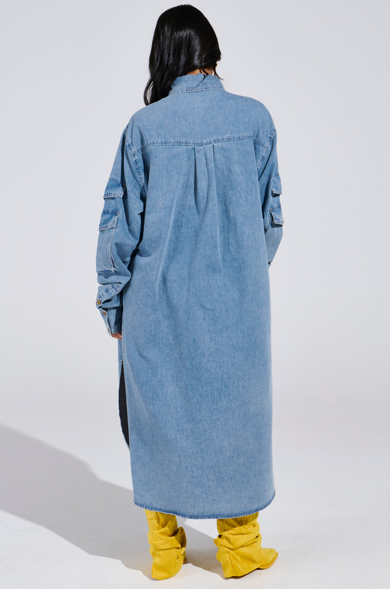 COMFORT QUEEN CHAMBRAY LONG DUSTER